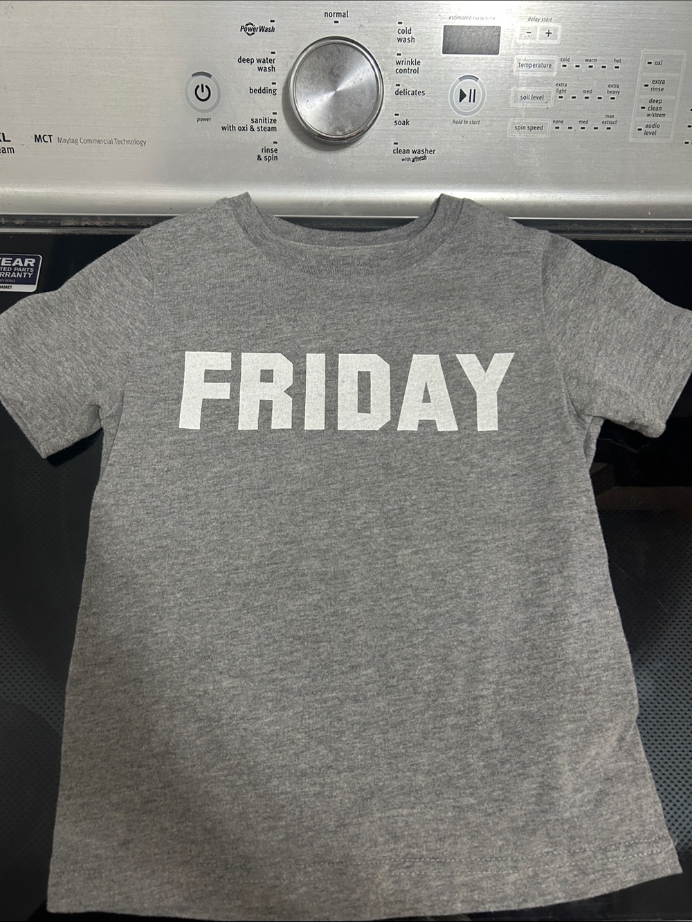 Size 4/5 unisex gender neutral top boys  tee tshirt Friday logo slogan casual